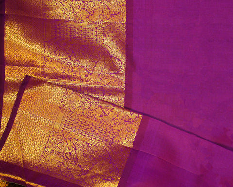 Elegant Grey Kanjivaram Silk Saree with Maroon Contrast