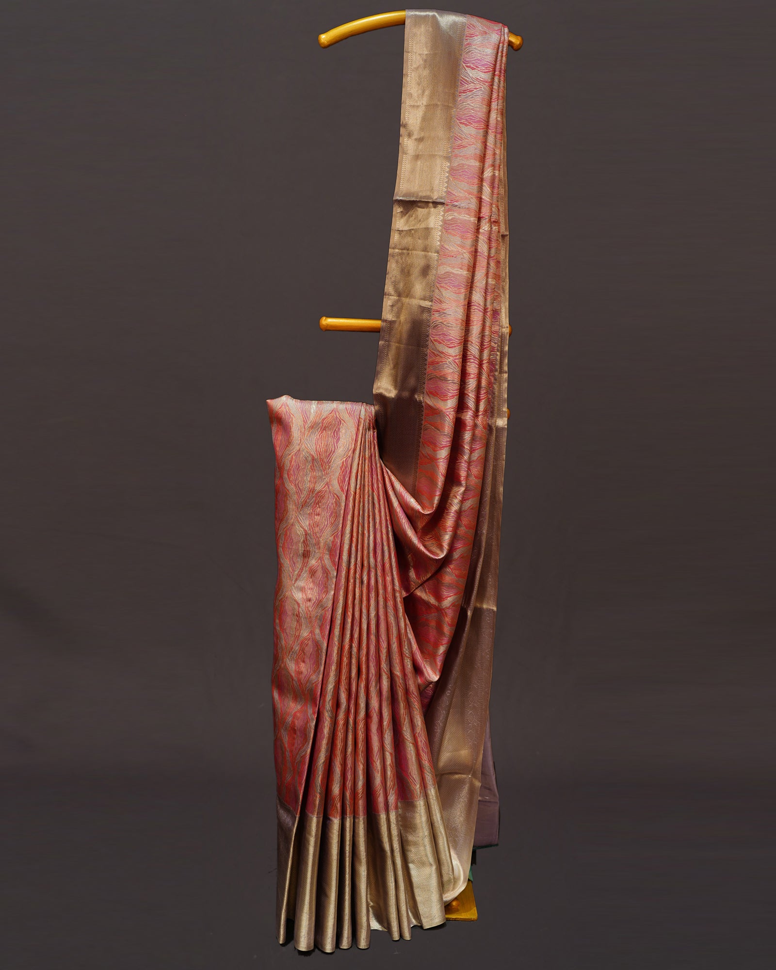 Elegant Red Kanjivaram Silk Saree with Geometrical Charm