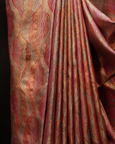 Elegant Red Kanjivaram Silk Saree with Geometrical Charm