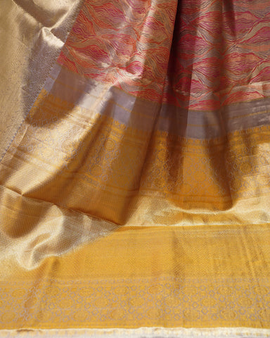 Elegant Red Kanjivaram Silk Saree with Geometrical Charm