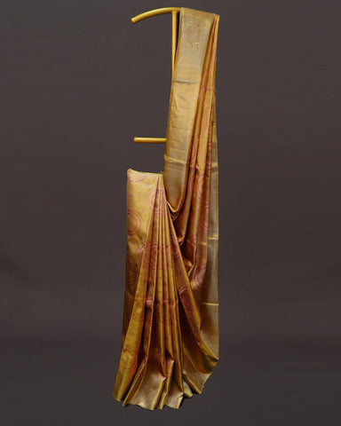 Classic Gold Kanjivaram Silk Saree with Circle Weaving