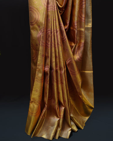 Classic Gold Kanjivaram Silk Saree with Circle Weaving