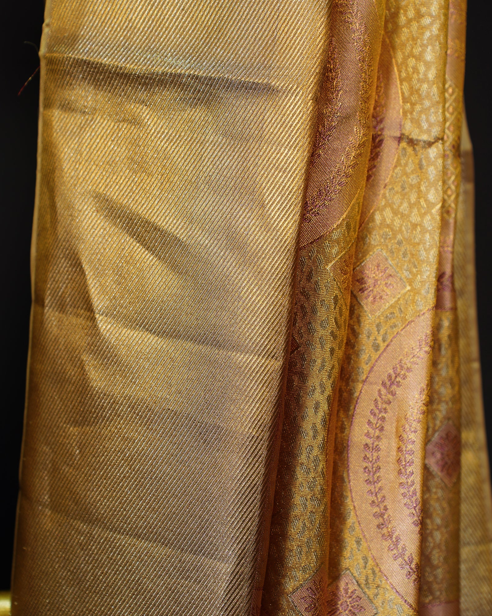 Classic Gold Kanjivaram Silk Saree with Circle Weaving