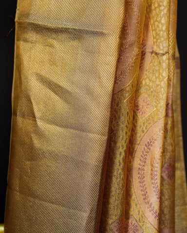 Classic Gold Kanjivaram Silk Saree with Circle Weaving
