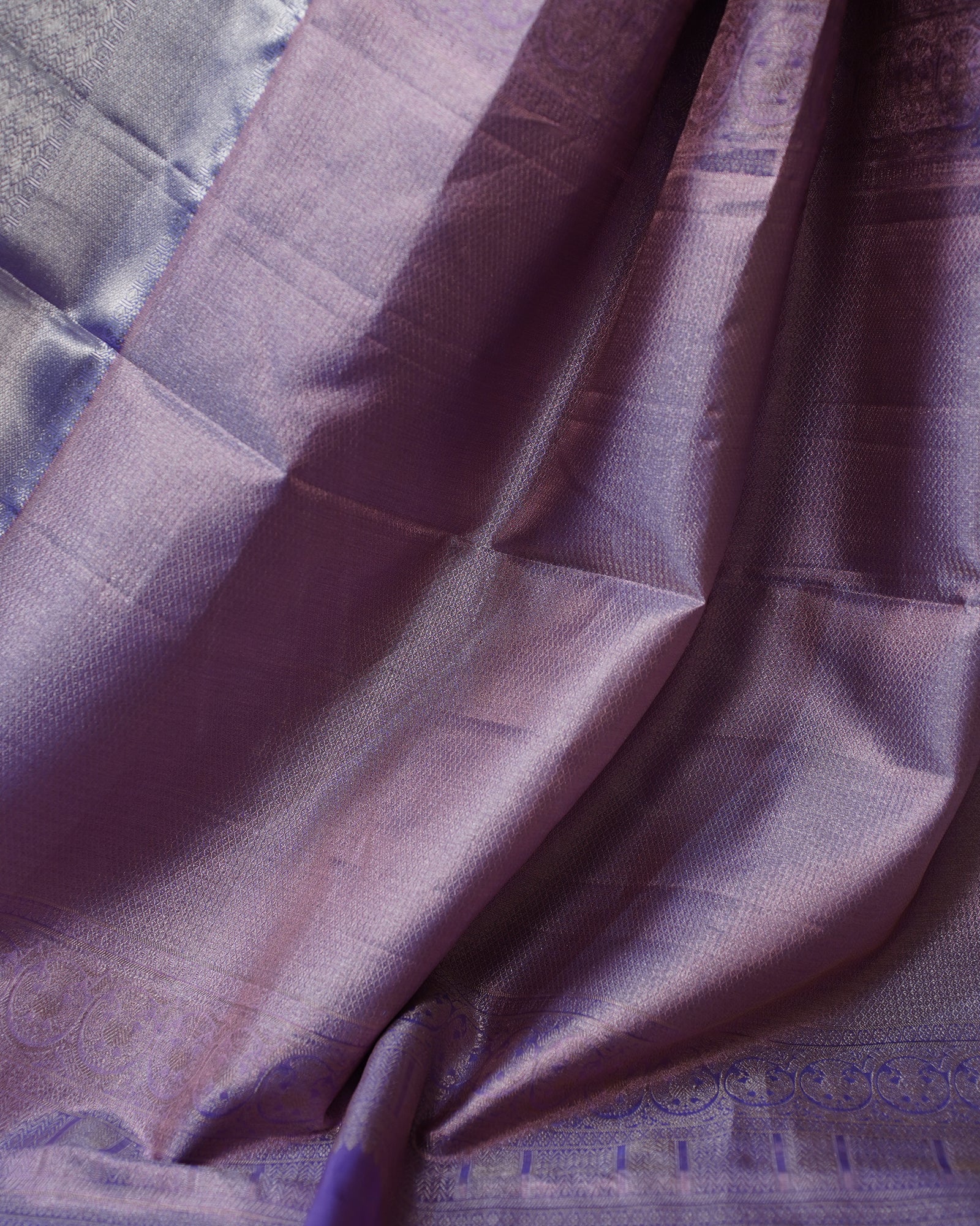 Graceful Pink Kanjivaram Silk Saree with Contrast Blue Elegance
