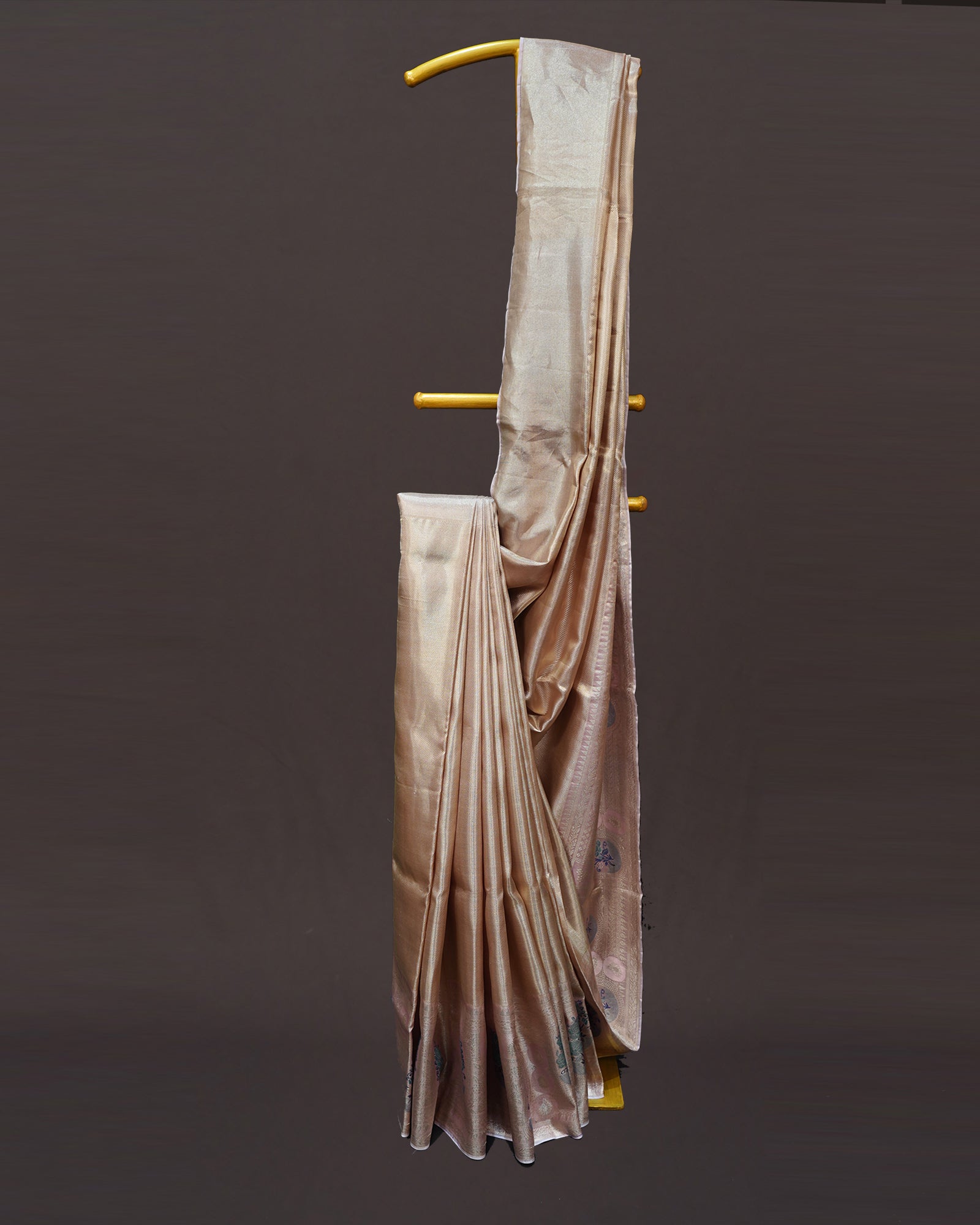 Regal Copper gold Kanjivaram Silk Saree with Meenakari Elegance