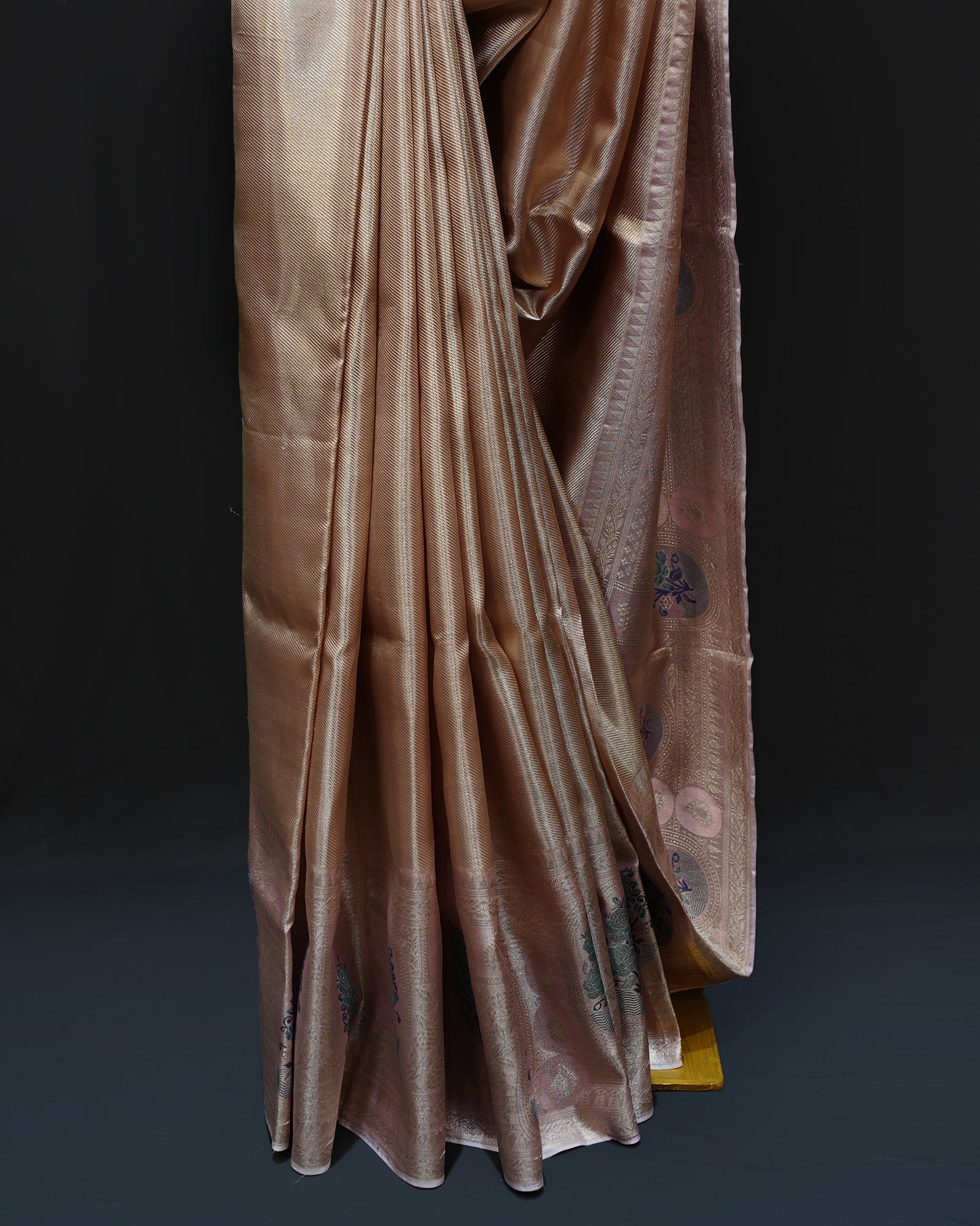 Regal Copper gold Kanjivaram Silk Saree with Meenakari Elegance