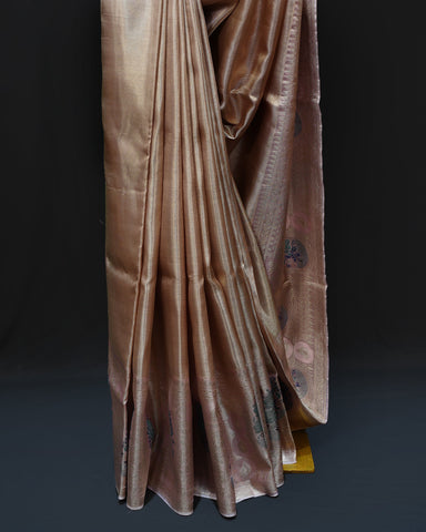 Regal Copper gold Kanjivaram Silk Saree with Meenakari Elegance