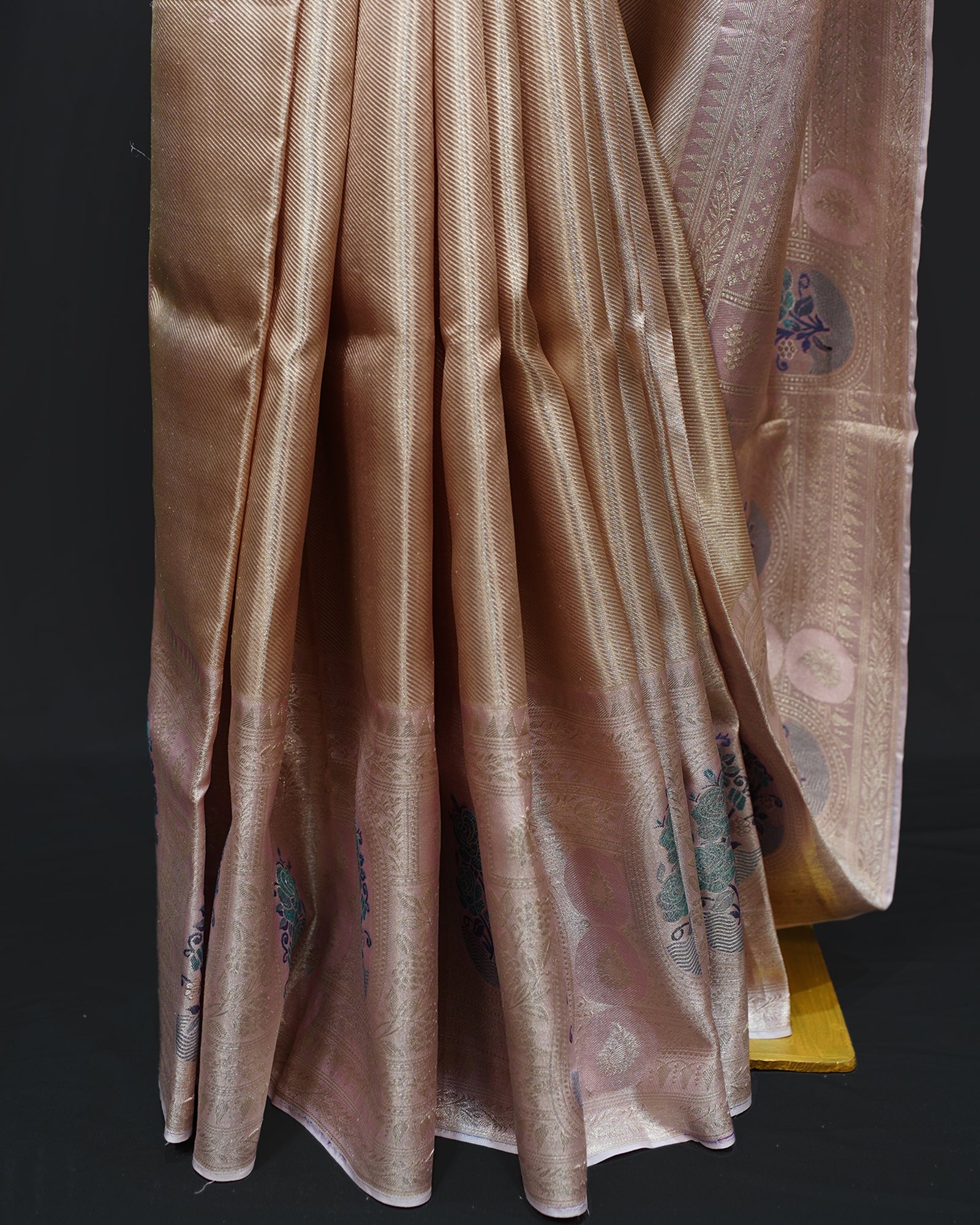 Regal Copper gold Kanjivaram Silk Saree with Meenakari Elegance