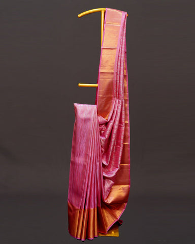 Elegant Light Pink Kanjivaram Silk Saree with Brocade Charm