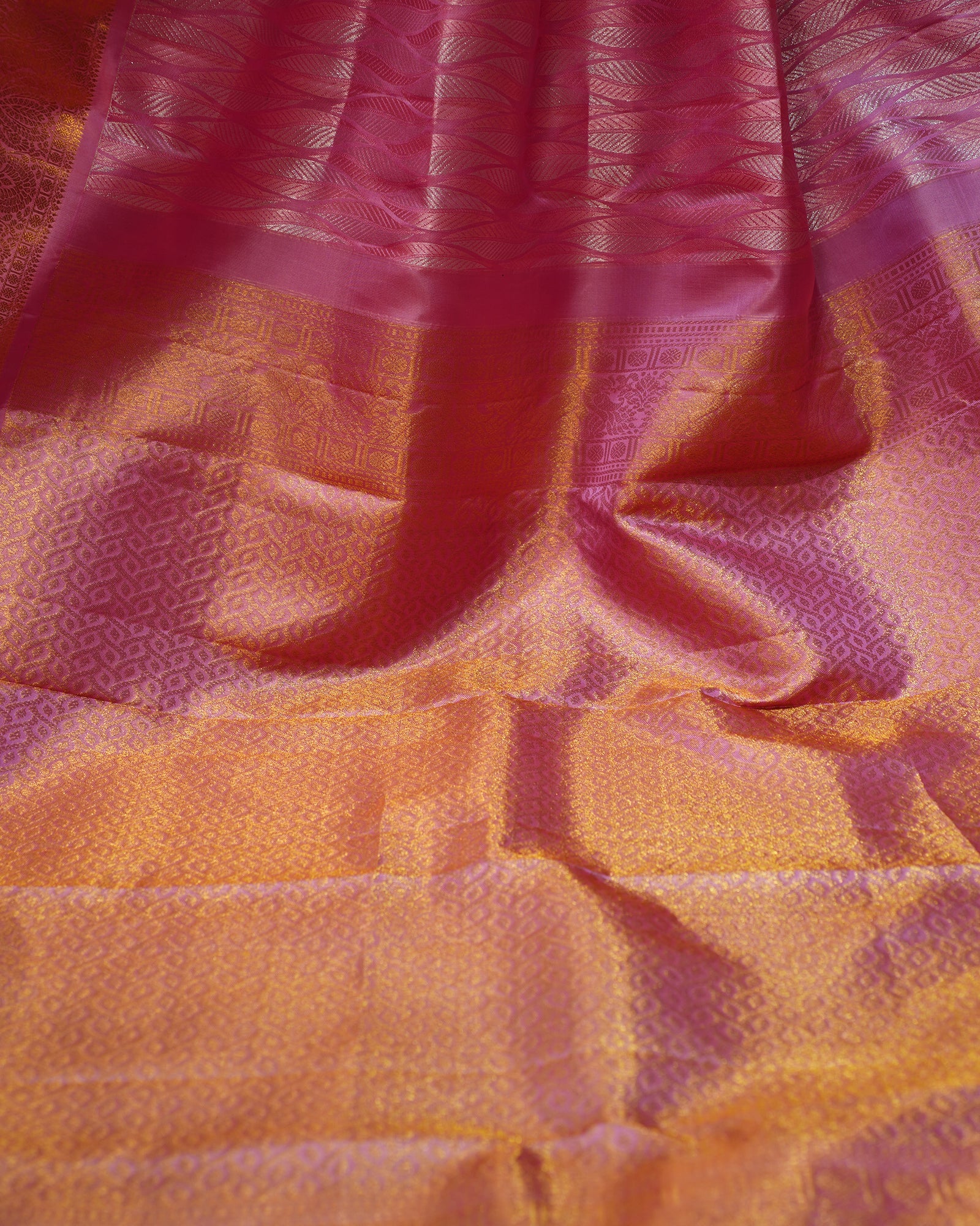 Elegant Light Pink Kanjivaram Silk Saree with Brocade Charm