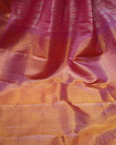 Elegant Light Pink Kanjivaram Silk Saree with Brocade Charm