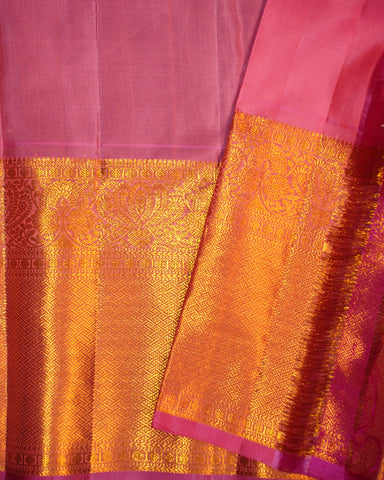 Elegant Light Pink Kanjivaram Silk Saree with Brocade Charm