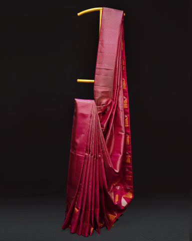 Majestic Magenta Pink Kanjivaram Silk Saree with Brocade Elegance