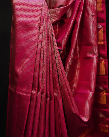 Majestic Magenta Pink Kanjivaram Silk Saree with Brocade Elegance