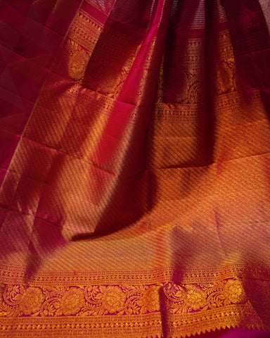 Majestic Magenta Pink Kanjivaram Silk Saree with Brocade Elegance