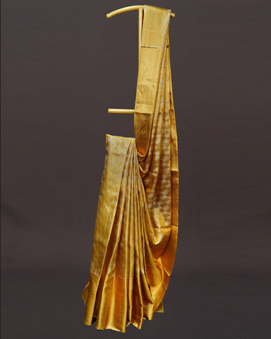 Classic Gold Tissue Kanjivaram Silk Saree with Geometrical Brocade Weaving