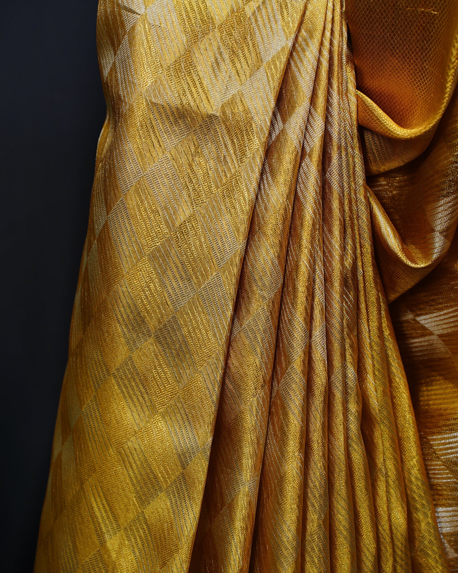 Classic Gold Tissue Kanjivaram Silk Saree with Geometrical Brocade Weaving