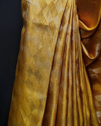 Classic Gold Tissue Kanjivaram Silk Saree with Geometrical Brocade Weaving