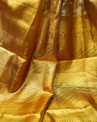 Classic Gold Tissue Kanjivaram Silk Saree with Geometrical Brocade Weaving