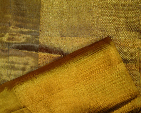 Classic Gold Tissue Kanjivaram Silk Saree with Geometrical Brocade Weaving