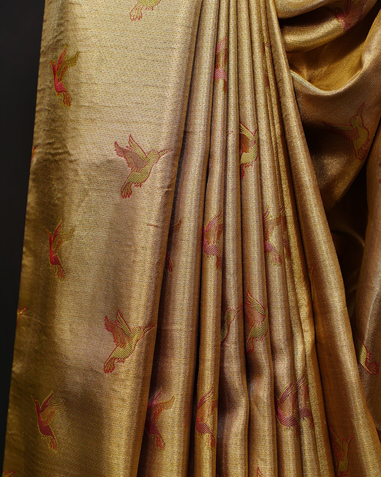 Regal Gold Tissue Kanjivaram Silk Saree with Bird Butta Weaving