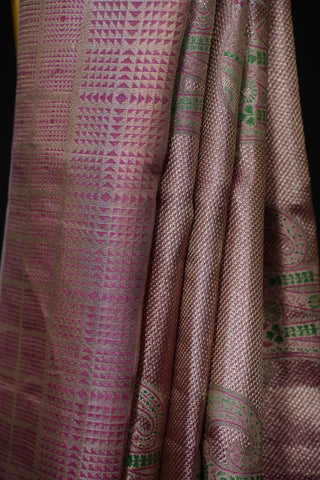 Regal Mauve Pink Meenakari Kanjivaram – A Symphony of Elegance and Heritage