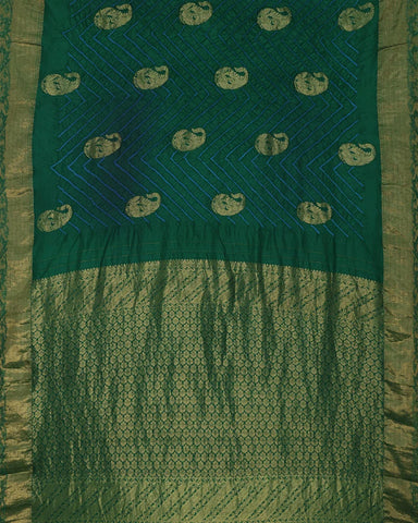 Green Bandhani Silk Saree