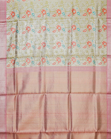 The silver tissue Kanjivaram saree