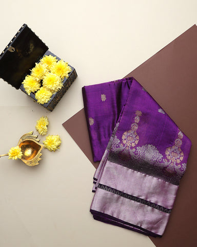 Purple Chanderi Silk  Saree