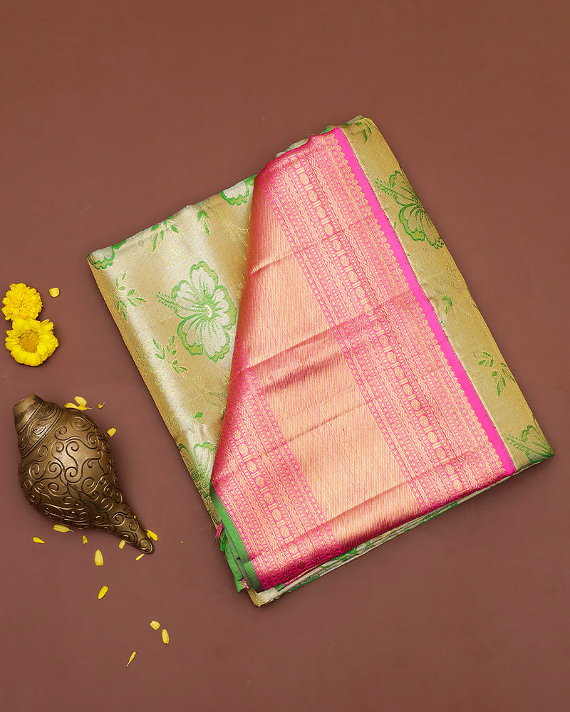 The gold tissue Kanjivaram saree