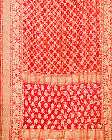 Red bandhani georgette saree