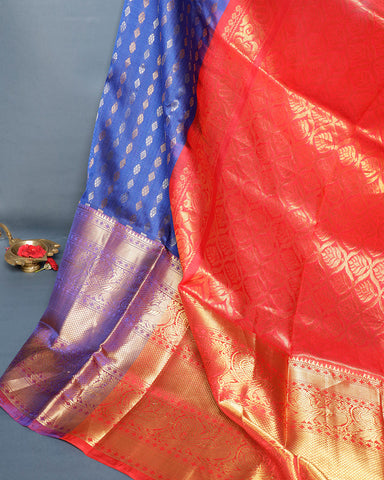 Blue kanjivaram silk saree