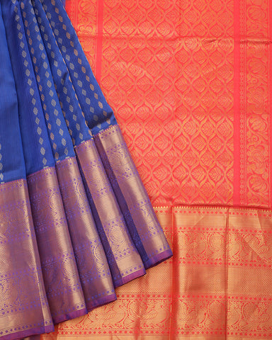 Blue kanjivaram silk saree