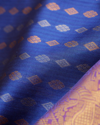 Blue kanjivaram silk saree