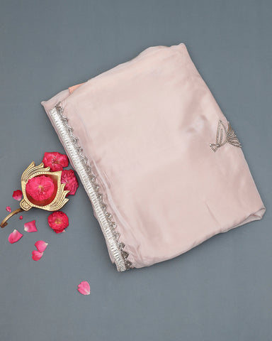 Onion pink Crepe silk saree