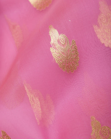 Flamingo Pink Chanderi Silk Saree