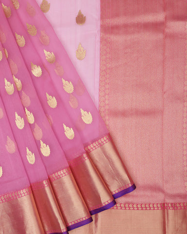 Flamingo Pink Chanderi Silk Saree