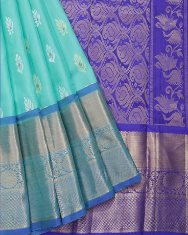 Turquoise Blue Kanjivaram Silk Saree