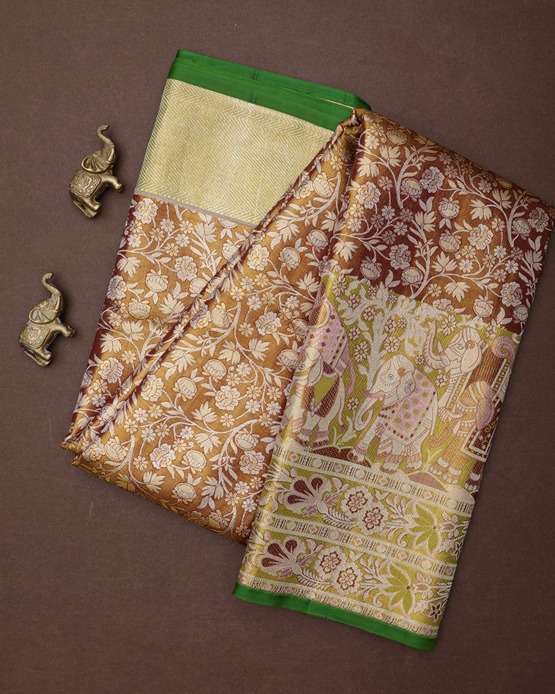 Light Brown Tissue Kanjivaram Silk Saree