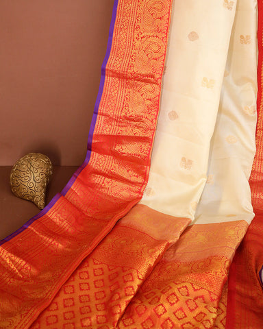 Off White Gadwal Silk Saree