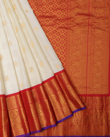 Off White Gadwal Silk Saree