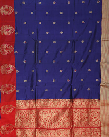 Ink Blue Banarasi Katan Silk Saree