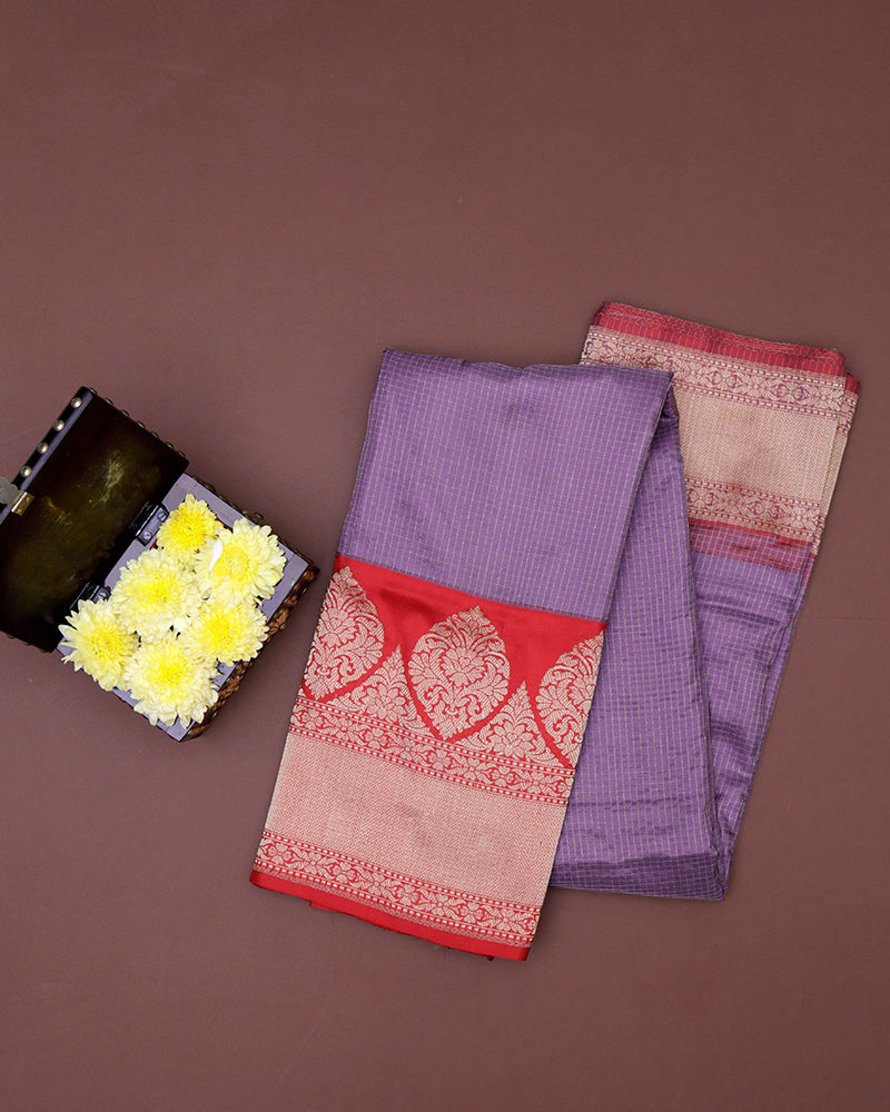 Lavender Katan Banarasi Silk Saree